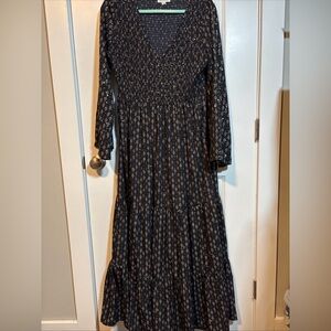 Molly Bracken Maxi Dress Women’s Size Large Tiered Long Sleeve Boho Peasant